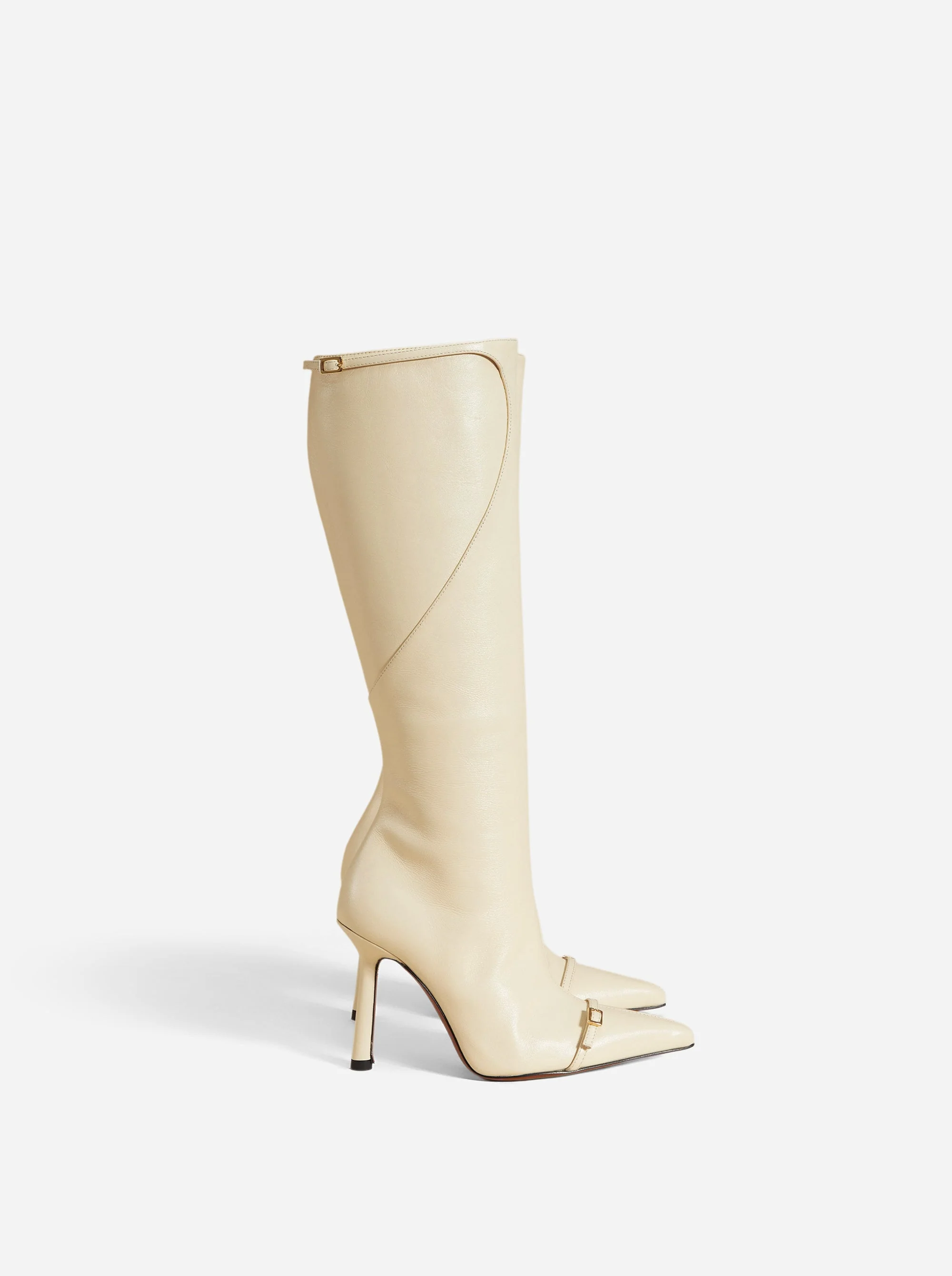 Knee High Pointy Toe Boots Vanilla - Image 3