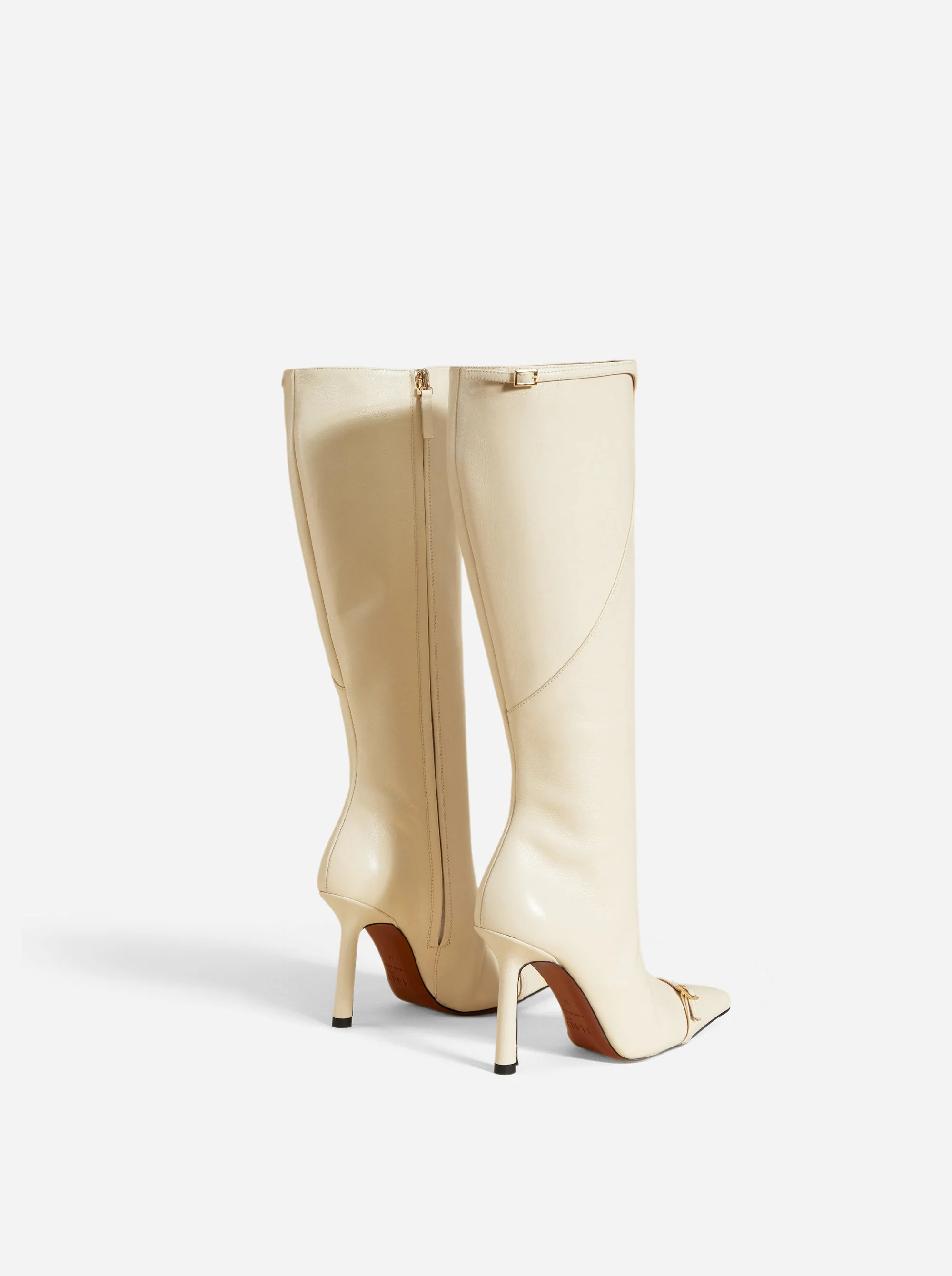 Knee High Pointy Toe Boots Vanilla - Image 4